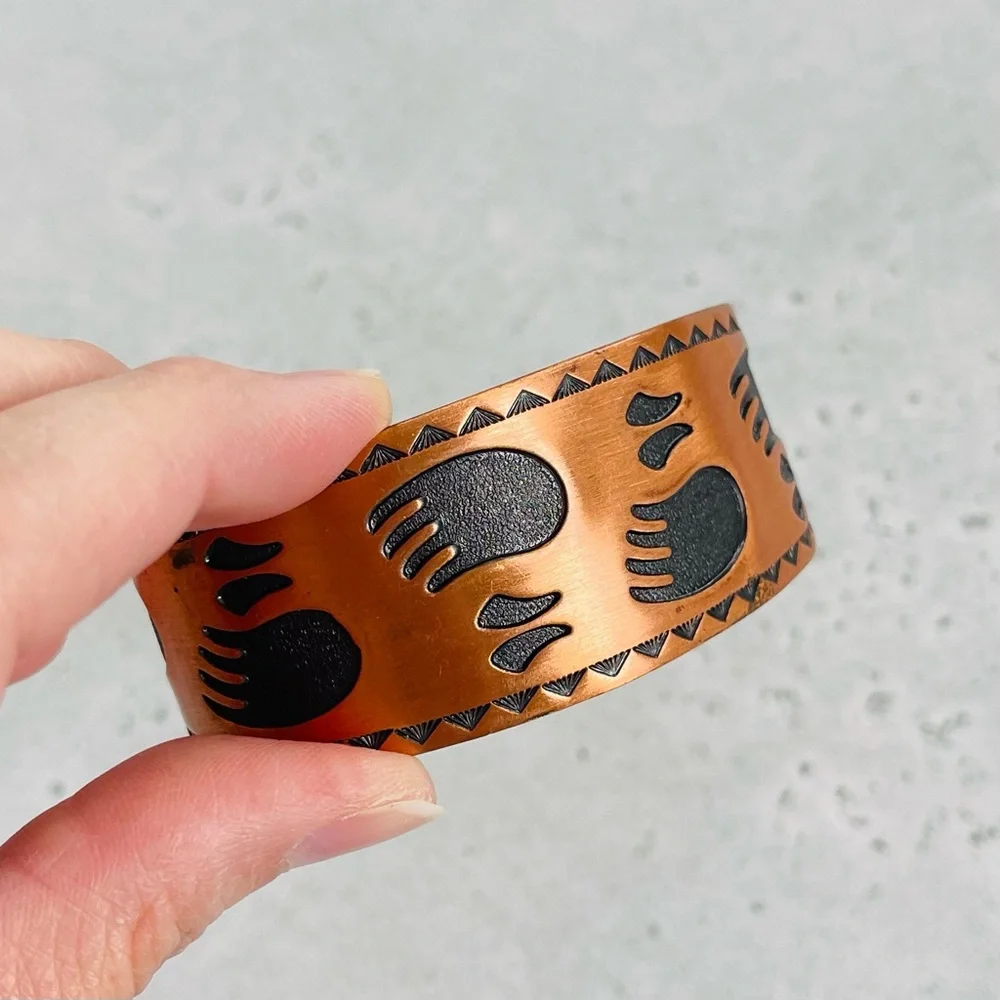 Bell Trading Post Copper Stamped Bear Paws Cuff Bracelet
